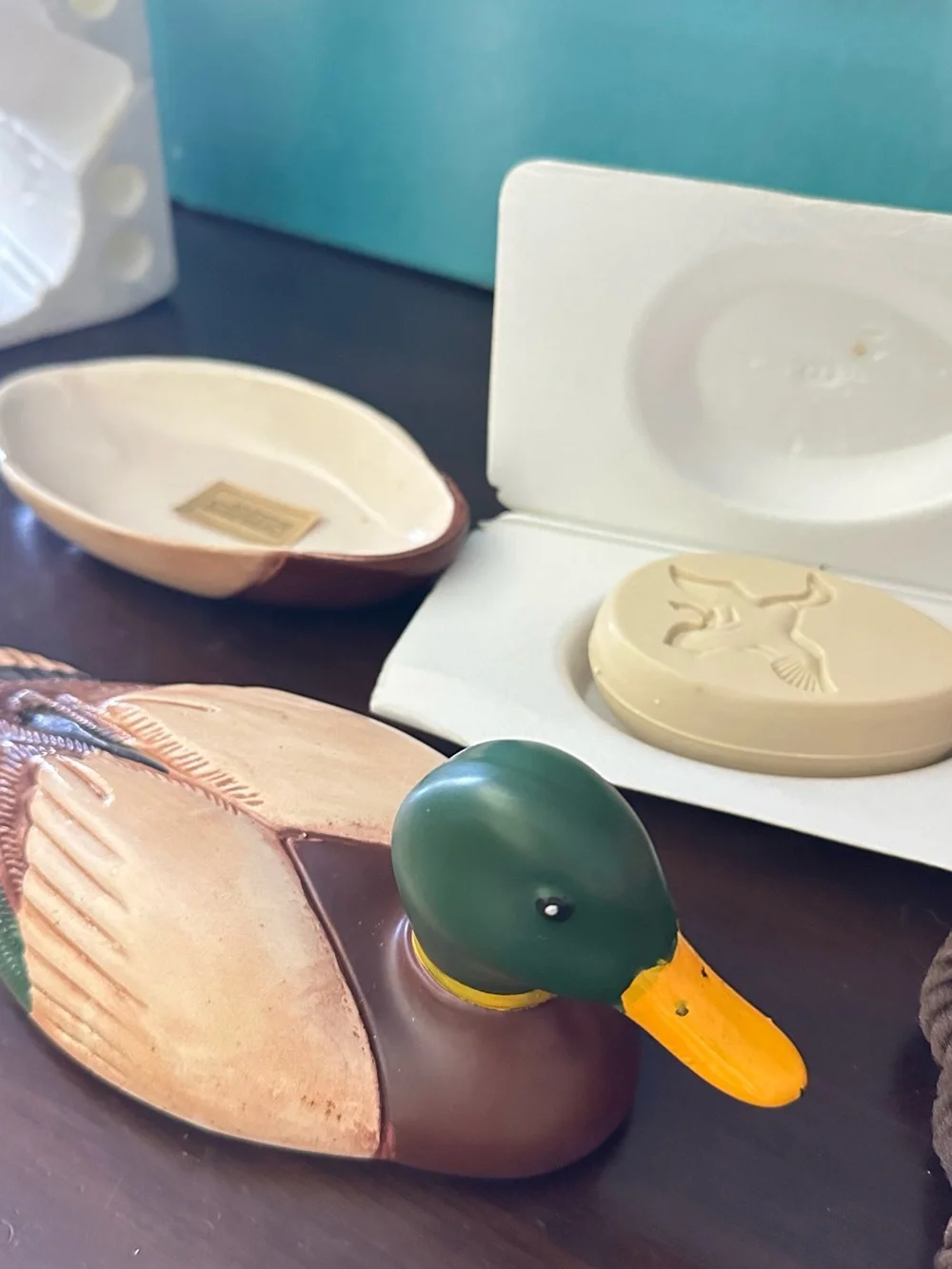 Decorative Mallard Duck Figurine - Green and Brown